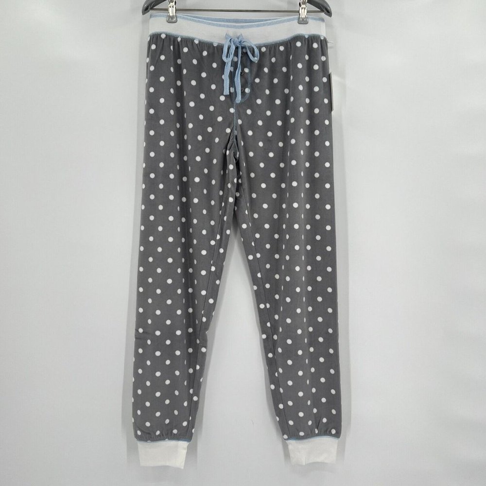 PJ Salvage Velour Winter Wood Pajama Pants sz XL Gray/White Polka Dot RAWWP1 NWT
